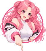 NagataPress mascot peeking out of a circle and pointing down