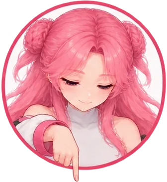 NagataPress mascot with closed eyes, pointing down