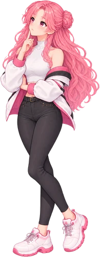 NagataPress mascot thinking with a finger on her chin